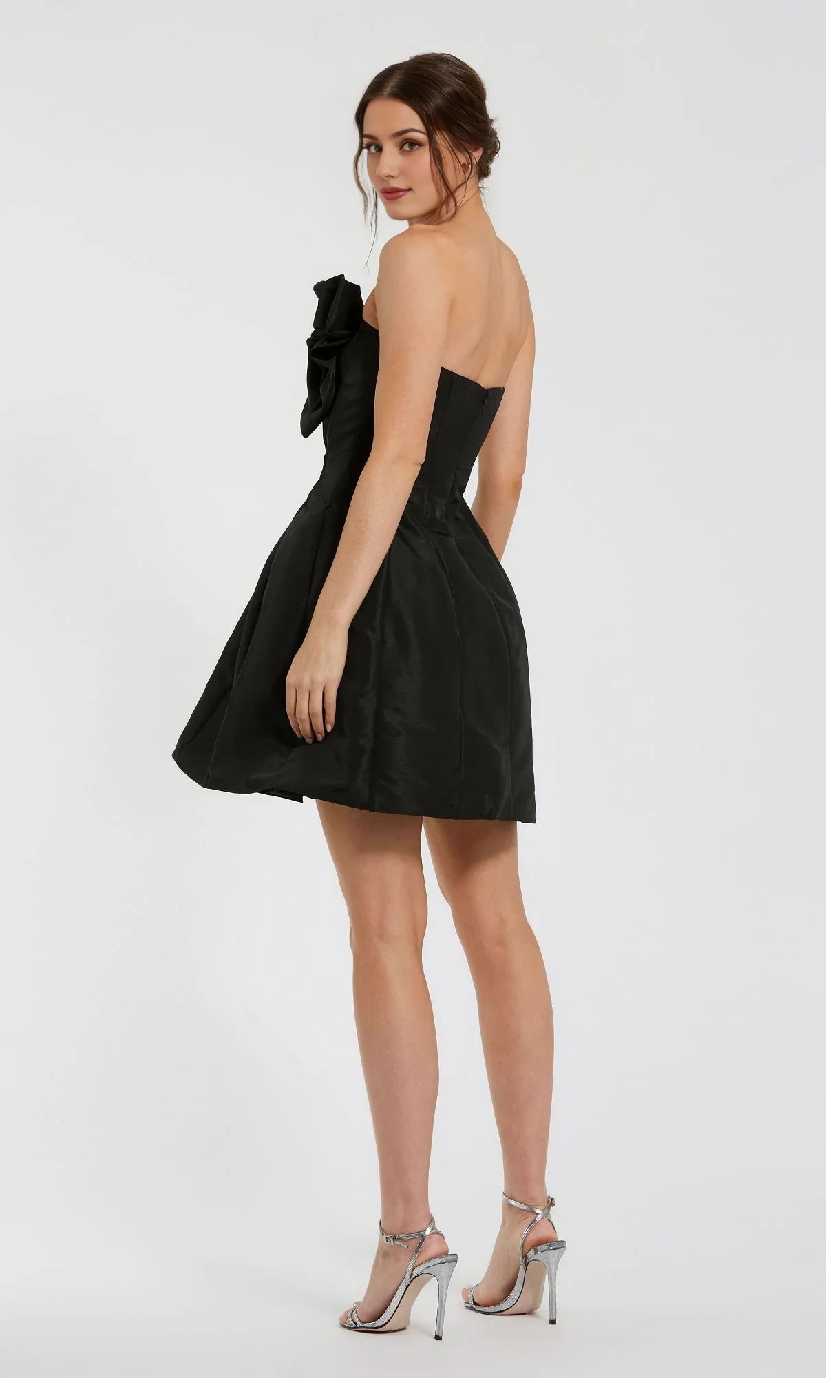 Bow collar sleeveless strapless backless short mini Homecoming dress