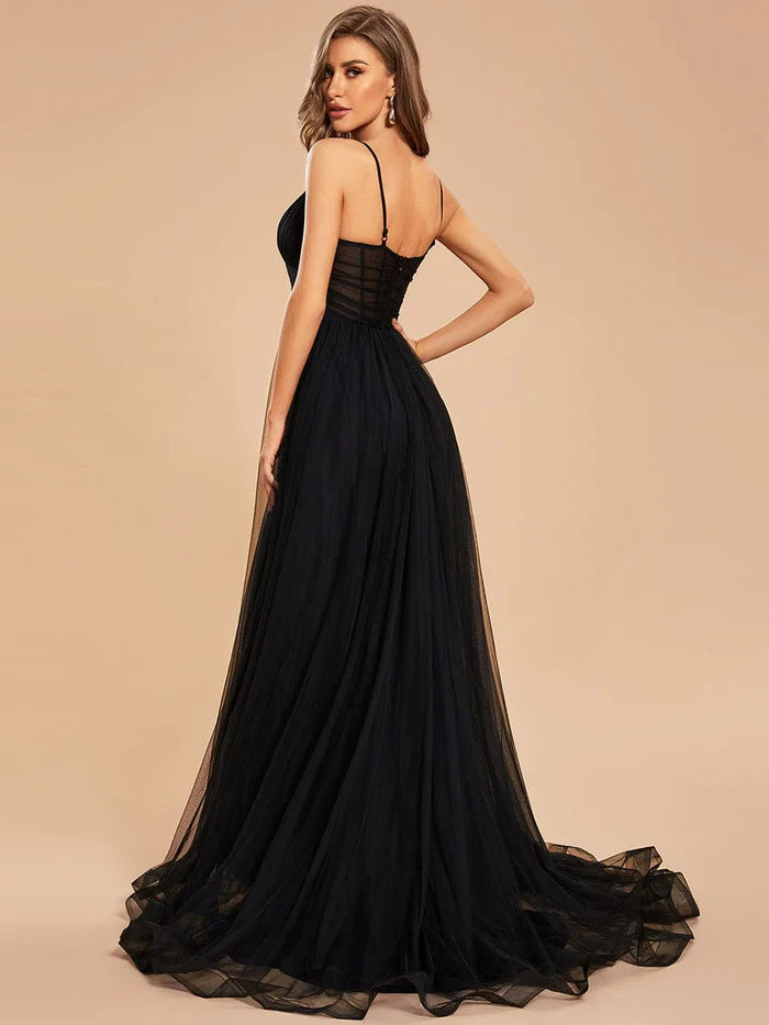 sachin and babi light blue dress Shop Andrea and Leo A1278 Off Shoulder Neckline Mid Open Back High Slit  Tulle Sheath/A-Line Evening Dress – B Chic Fashions