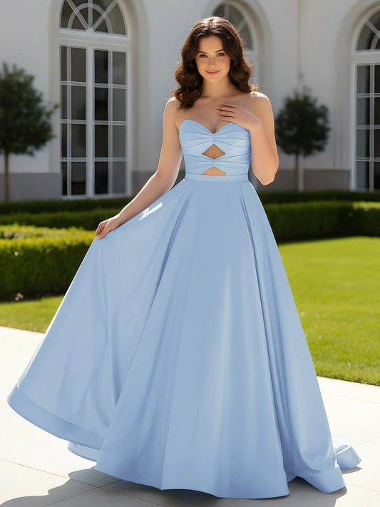 Charming Strapless Sweetheart Cut-Out A-Line Floor-Length Formal Evening Dress