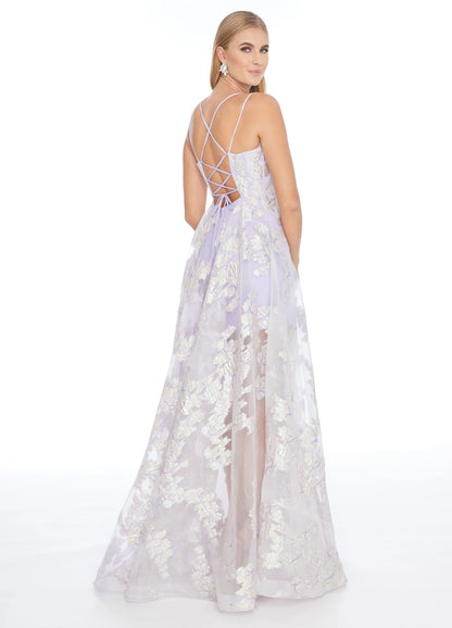 Charming A-Line Scoop-Neck Sleeveless Corset-Back Lilac Floor-Length Prom Dresses Women Gown