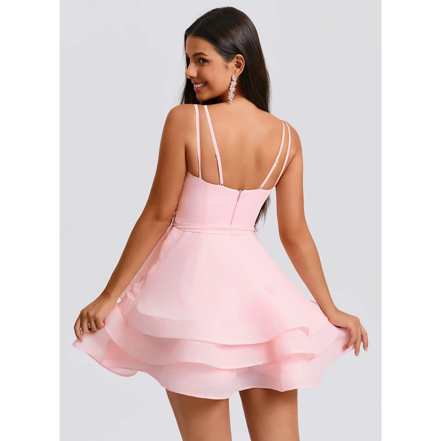 Charming Chiffon A-Line Scoop Neck Sleeveless Zipper Back Above Knee Homecoming Dresses
