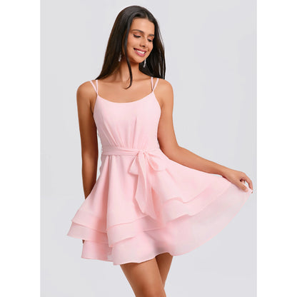 Charming Chiffon A-Line Scoop Neck Sleeveless Zipper Back Above Knee Homecoming Dresses