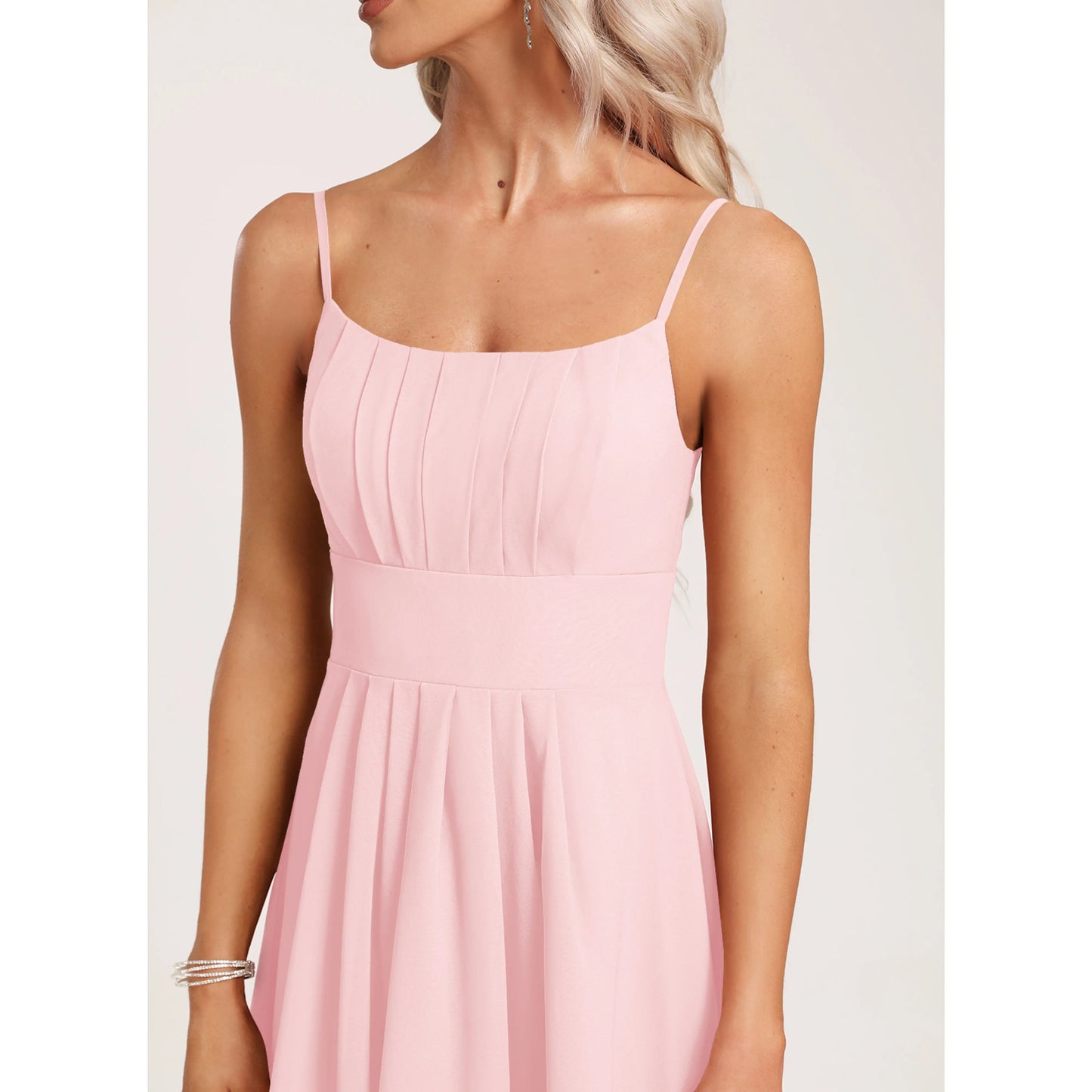Charming Chiffon A-Line Spaghetti Strap Sleeveless Zipper Back Knee-Length Homecoming Dresses