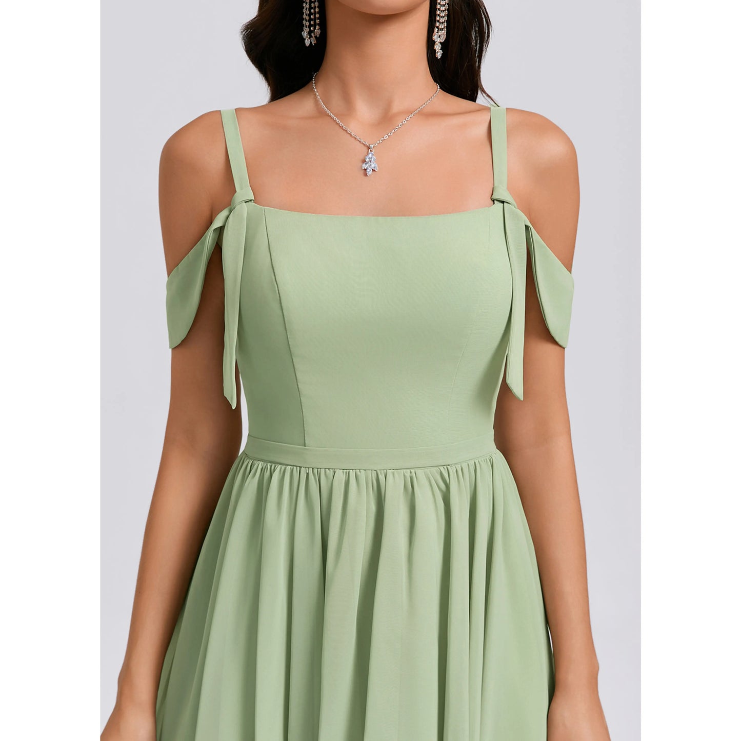 Charming Chiffon A-Line Square Neck Off-Shoulder Straps Zipper Back Short Homecoming Dresses
