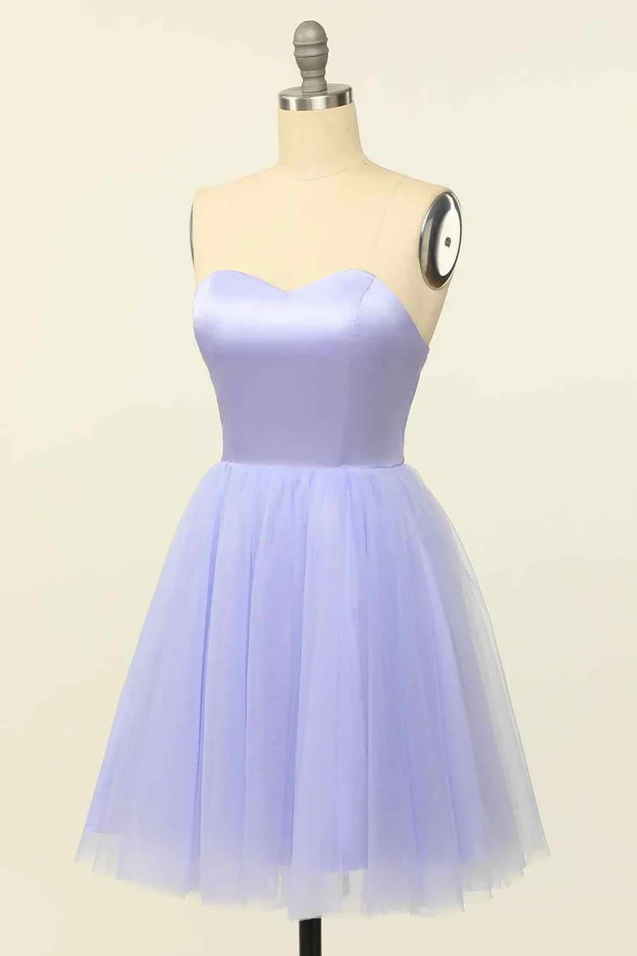 Charming Satin & Tulle A-Line Sweetheart Sleeveless Lace-Up Back Short Homecoming Dresses