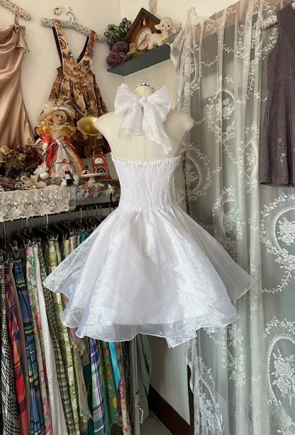 Charming Tulle A-Line Halter Neck Sleeveless Shirred Back Mini Homecoming Dresses