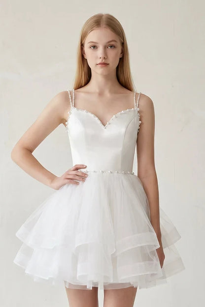 Charming Tulle A-Line Sweetheart Strapless Open Back Short Homecoming Dresses with Scarf Detail