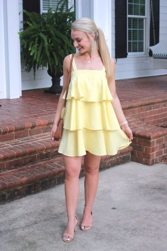 Cheerful Tiered A-Line Square Neck Sleeveless V-Cutout Back Mini Homecoming Dresses