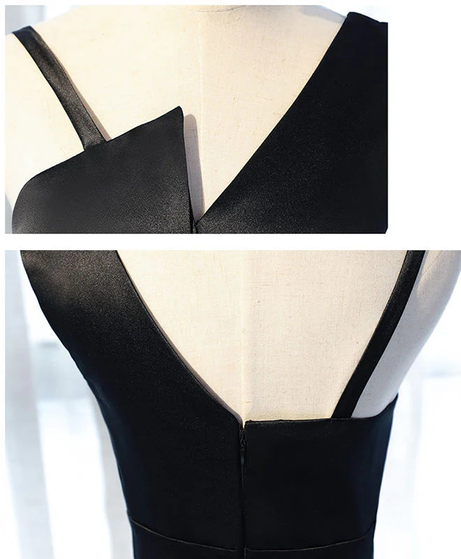 Elegant Satin A-Line Asymmetrical Neck Modern Glamorous Floor Length Prom Dress