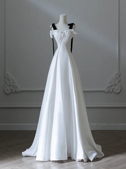 Chic A-Line Sweetheart Spaghetti-Strap Zipper-Back Floor-Length Prom Dresses