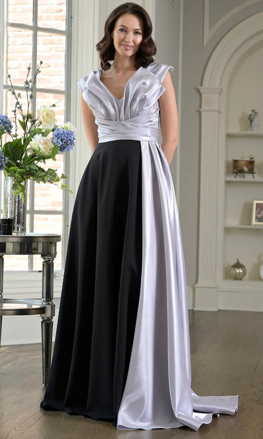 Chic A-Line V-Neck Sleeveless Closed Back Floor Length Mother of the Bride Dresses