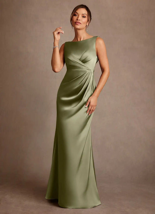 Chic Mermaid Bateau Neck Sleeveless Floor Length Mother of the Bride Dress