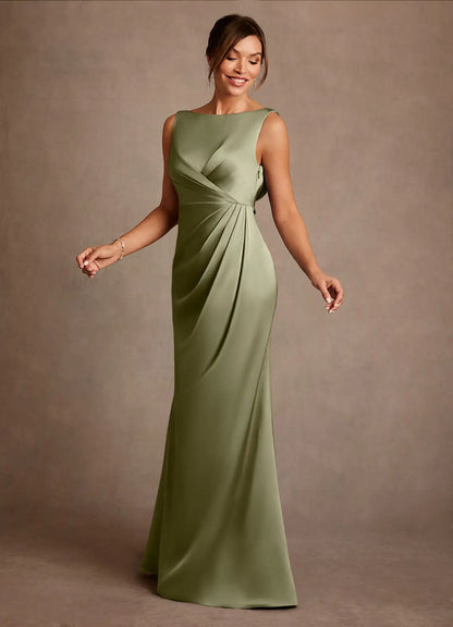 Chic Mermaid Bateau Neck Sleeveless Floor Length Mother of the Bride Dress