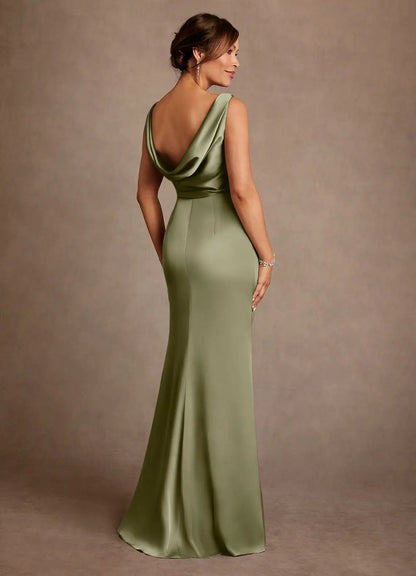 Chic Mermaid Bateau Neck Sleeveless Floor Length Mother of the Bride Dress