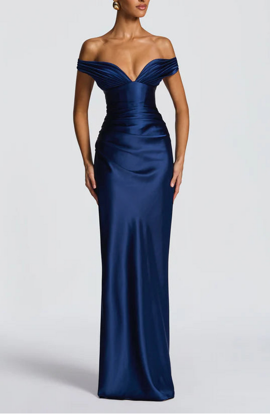Chic Mermaid Off-Shoulder Sleeveless Lace-Up Back Floor Length Prom Dress