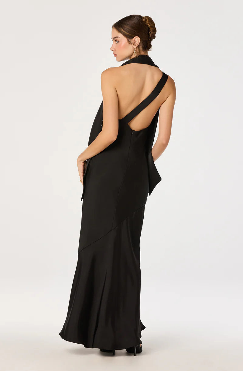 Chic Satin Mermaid Halter Sleeveless Open-Back Back-Zip Maxi Evening Dresses