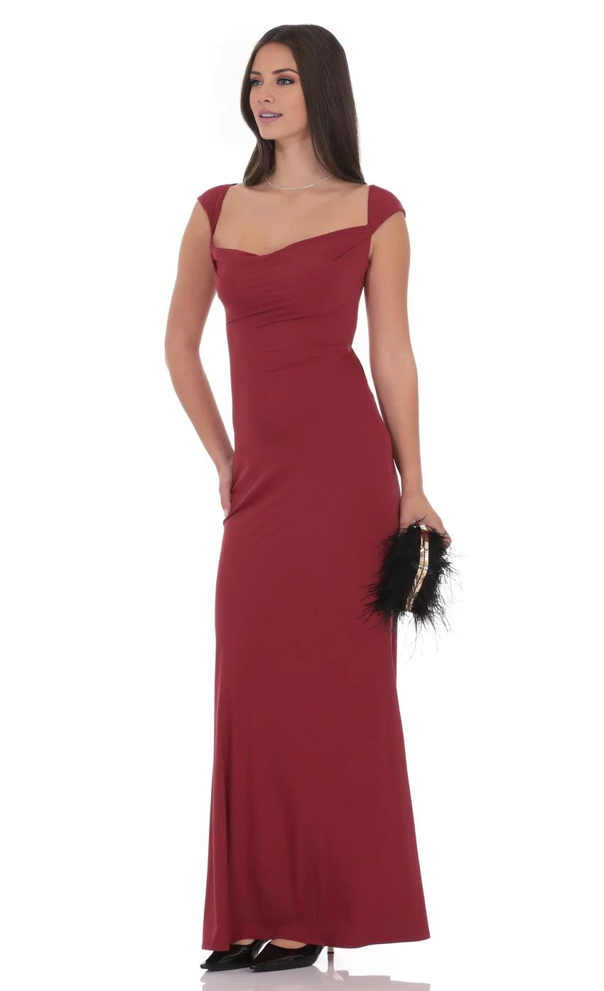 Chic Sheath Square-Neck Ruched Crisscross-Back Floor-Length Prom Dress