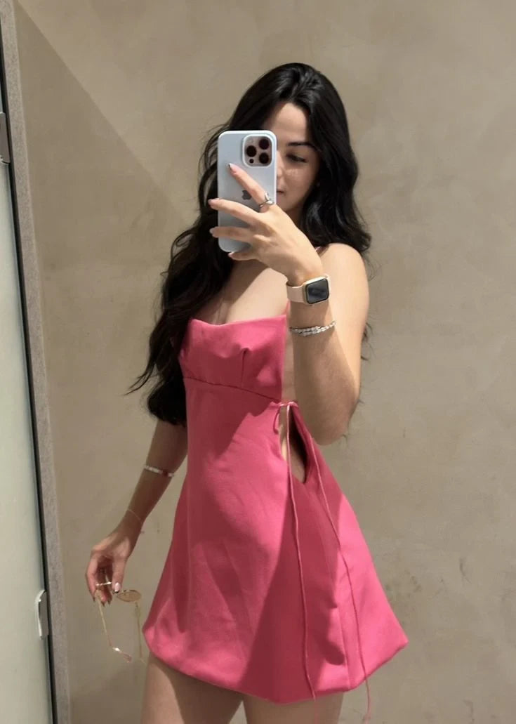 Chic Satin A-Line Cowl Neck Sleeveless Open Back Mini Homecoming Dresses