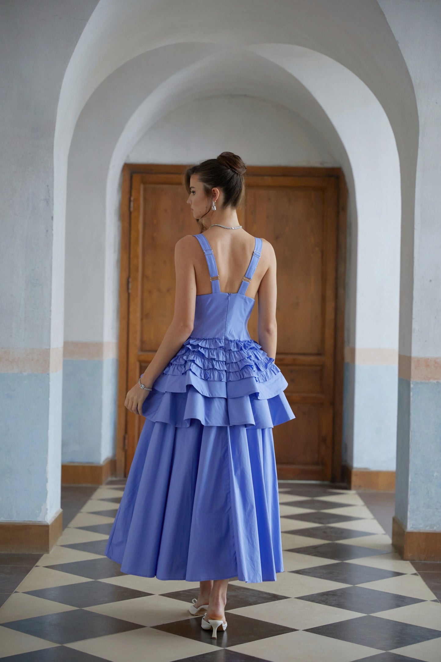 Chic Satin A-Line Deep V-Neck Sleeveless Straight Back Midi Homecoming Dresses