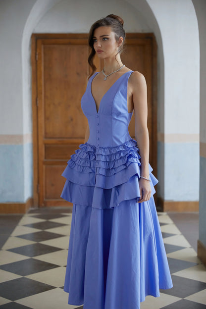 Chic Satin A-Line Deep V-Neck Sleeveless Straight Back Midi Homecoming Dresses