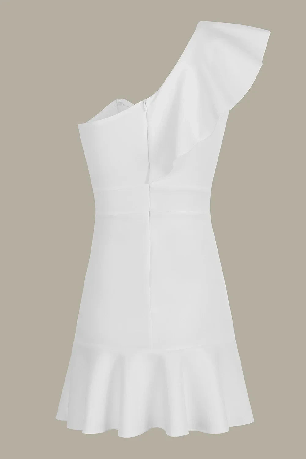 Chic Satin A-Line One-Shoulder Ruffle Zipper Back Short Homecoming Dresses