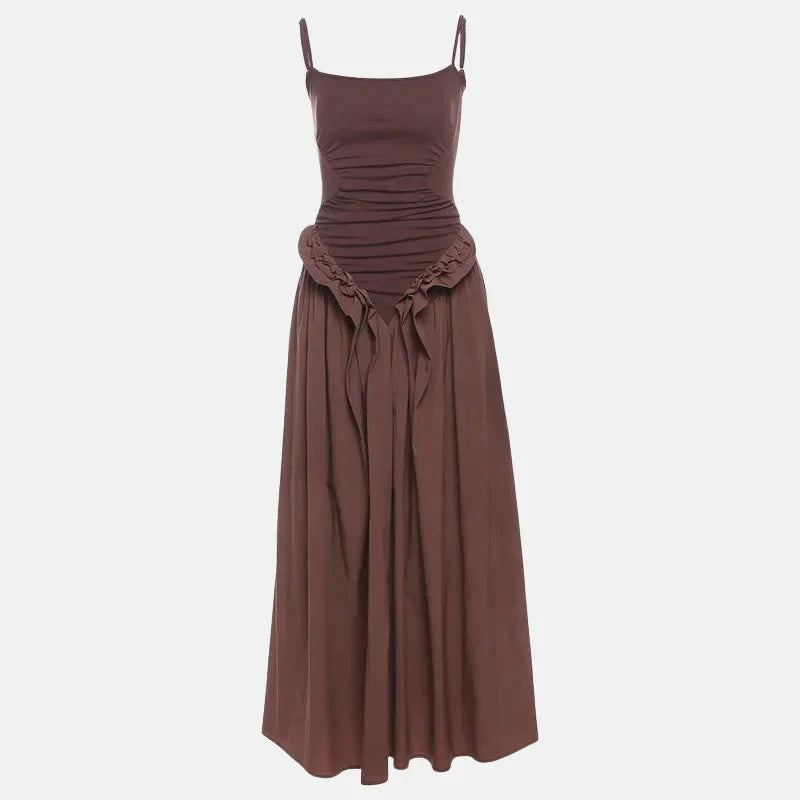 Chic Satin A-Line Square Neck Sleeveless Low Square Back Floor-Length Evening Dresses