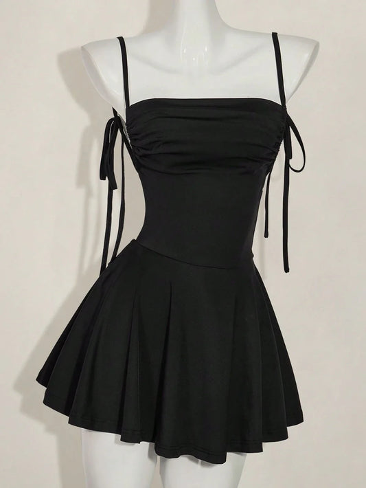 Chic Satin A-Line Strapless Spaghetti Strap Lace-Up Back Short Homecoming Dresses