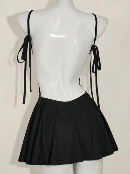 Chic Satin A-Line Strapless Spaghetti Strap Lace-Up Back Short Homecoming Dresses