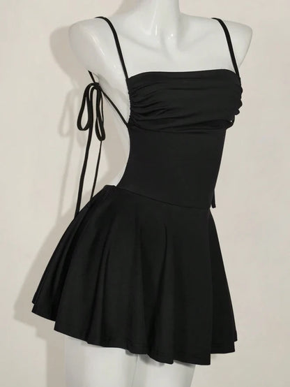 Chic Satin A-Line Strapless Spaghetti Strap Lace-Up Back Short Homecoming Dresses