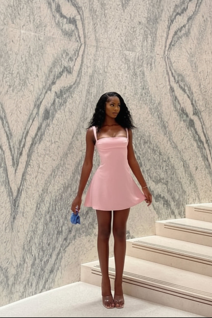 Chic Satin A-Line Sweetheart Thin Strap Zipper Back Mini Homecoming Dresses
