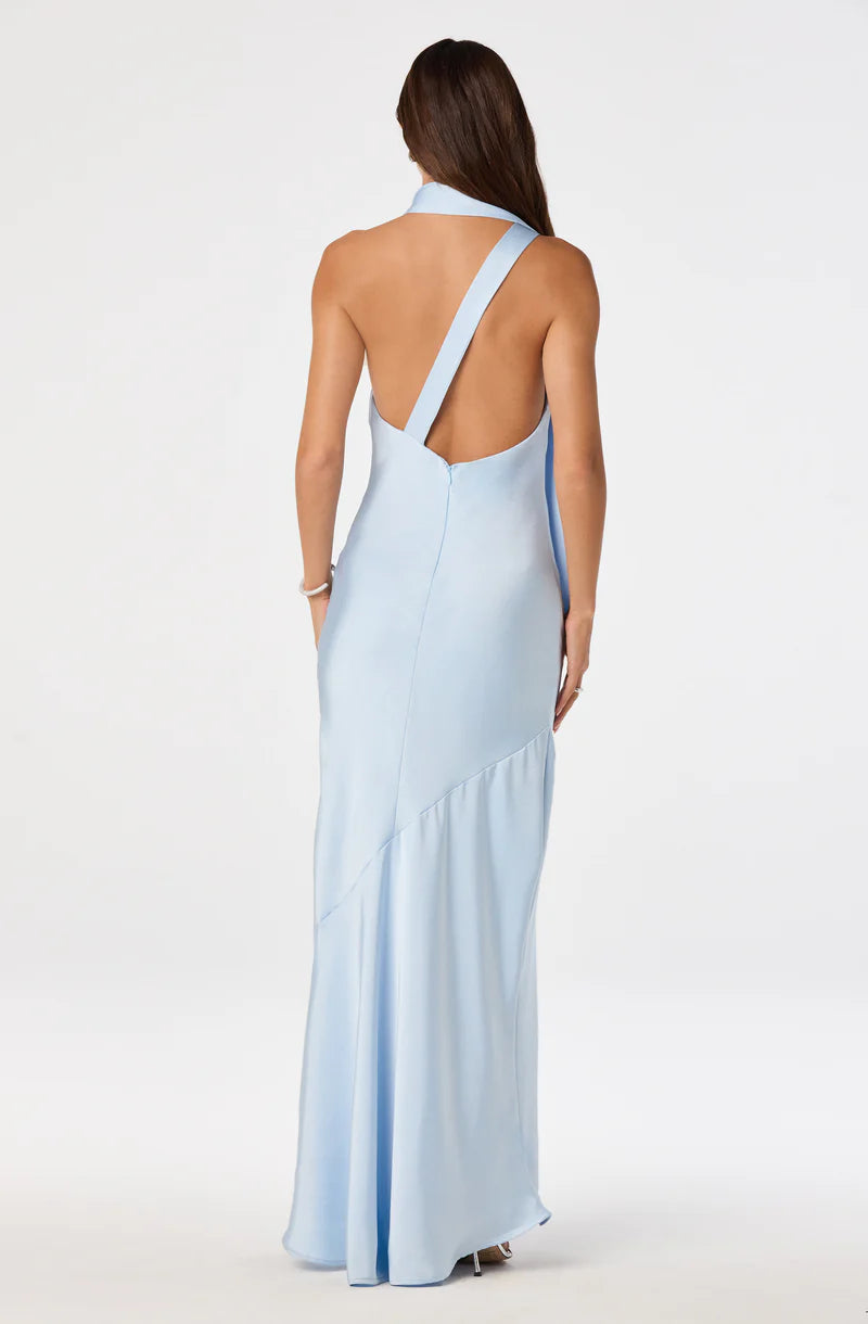 Chic Satin Mermaid Halter Sleeveless Open-Back Back-Zip Maxi Evening Dresses