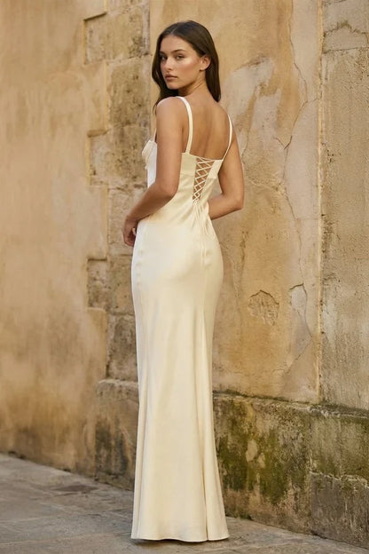 Chic Satin Mermaid Sweetheart Sleeveless Lace-up Back Long Evening Dresses