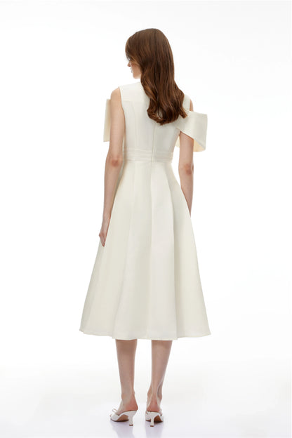 Elegant Satin Sheath Off-Shoulder Short Sleeve 3D Floral Maxi Evening Dress