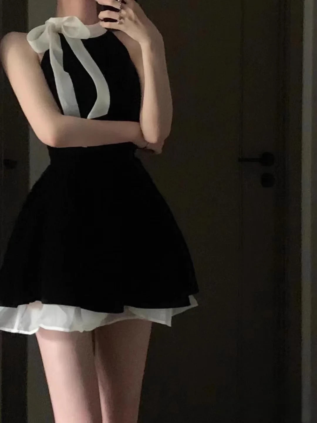 Chic Velvet A-Line Halter Sleeveless High Back Short Homecoming Dresses with White Bow