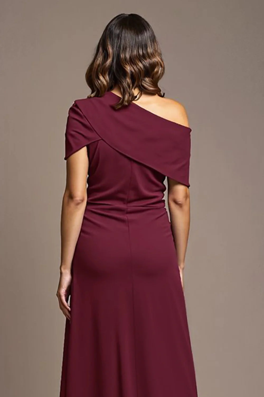 Chic crepe A-line one-shoulder draped floor-length mother of the bride dresses