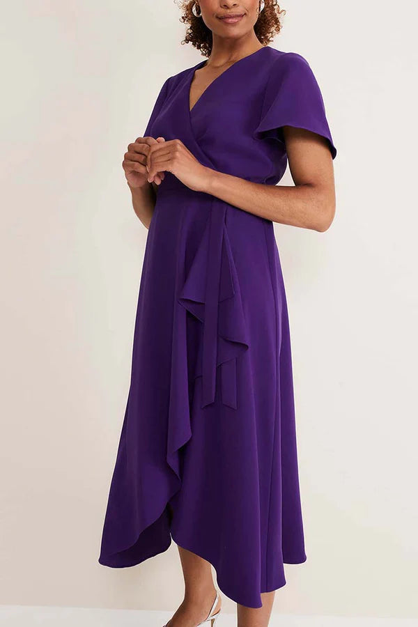 Sexy V-neck short sleeved chiffon plus size mother of the bride dress