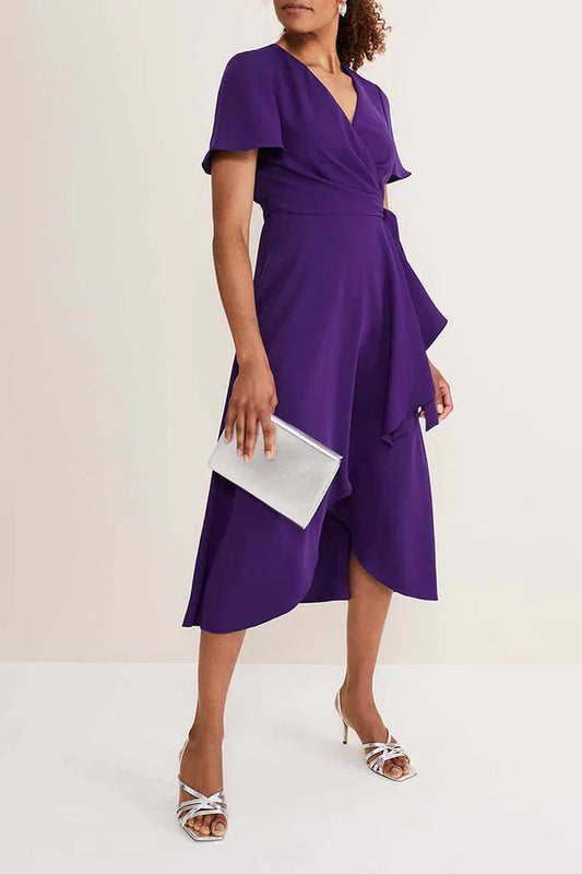 Sexy V-neck short sleeved chiffon plus size mother of the bride dress
