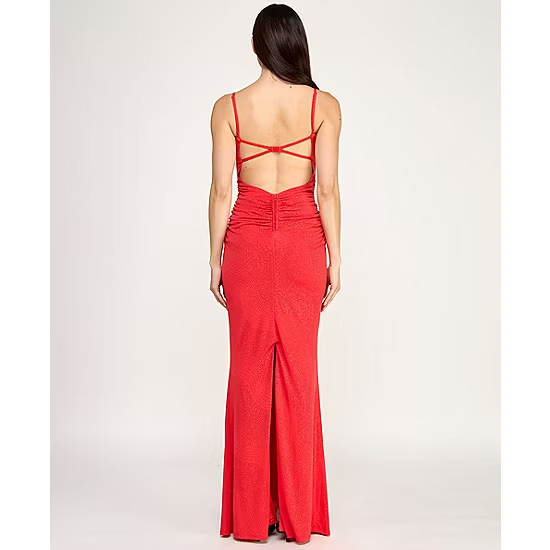 Dazzling Mermaid Scoop Neck Crisscross Back Floor Length Evening Dress