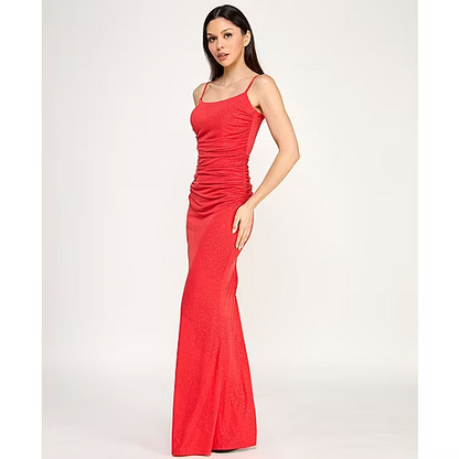 Dazzling Mermaid Scoop Neck Crisscross Back Floor Length Evening Dress