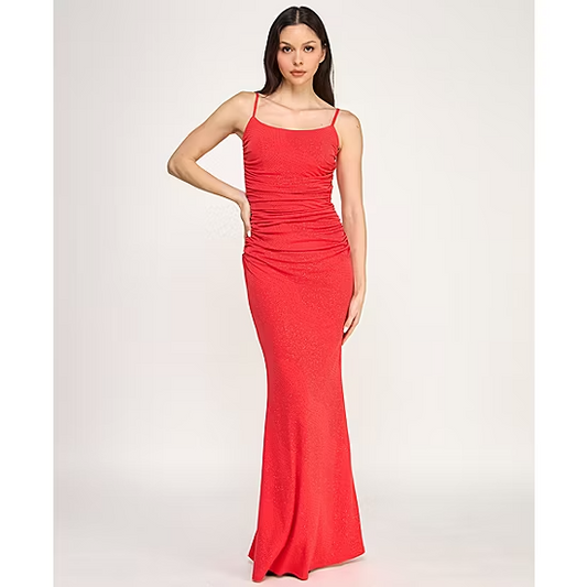 Dazzling Mermaid Scoop Neck Spaghetti Straps Crisscross Open Back Floor Length Evening Dress