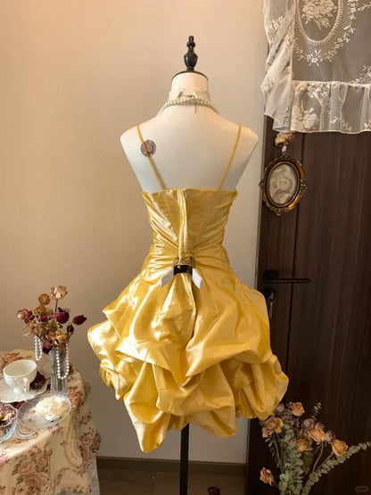 Dazzling Satin A-Line Sweetheart Spaghetti Strap Lace-Up Back Short Homecoming Dresses