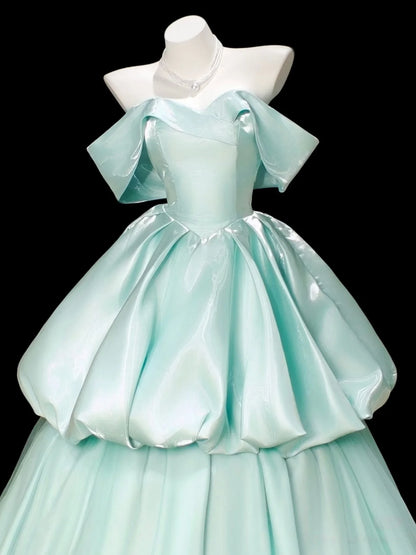Dreamy Fitted Ball Gown Off-The-Shoulder Sweetheart Neck Lace-Up Back Prom Dresses