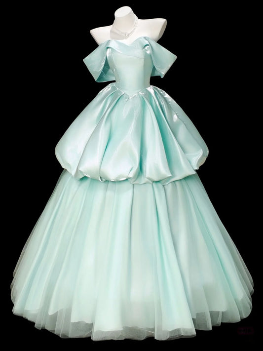 Dreamy Fitted Ball Gown Off-The-Shoulder Sweetheart Neck Lace-Up Back Prom Dresses