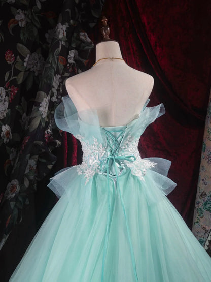 Dreamy Fitted Ball Gown Off-The-Shoulder Sweetheart Neck Lace-Up Back Prom Dresses