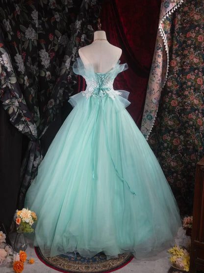 Dreamy Fitted Ball Gown Off-The-Shoulder Sweetheart Neck Lace-Up Back Prom Dresses