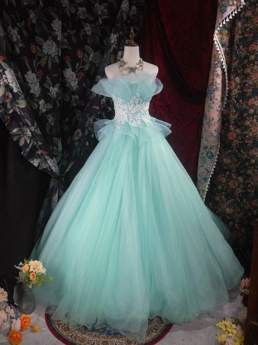 Dreamy Fitted Ball Gown Off-The-Shoulder Sweetheart Neck Lace-Up Back Prom Dresses