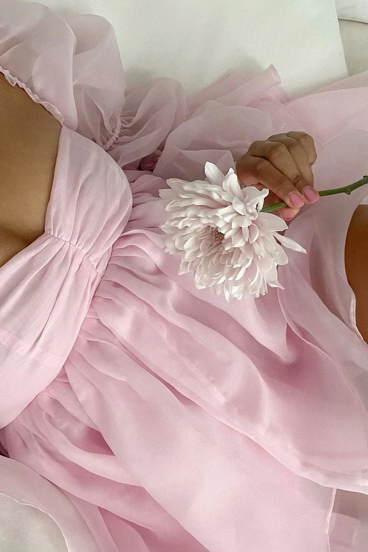 Dreamy Tulle A-Line Sweetheart Puff Sleeve Open Back Mini Homecoming Dresses