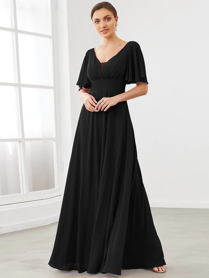 Pink Chiffon A-Line Maxi Mother of the Bride Dress