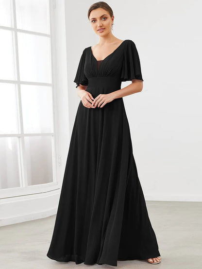 Pink Chiffon A-Line Maxi Mother of the Bride Dress