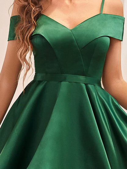 Custom Size Cold Shoulder Short Ruffle Prom Dress